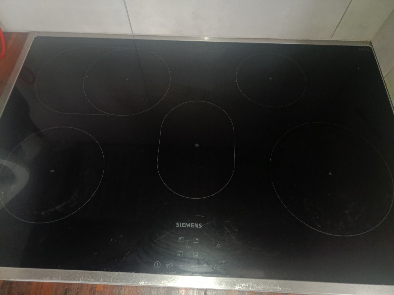 Siemens Extra Brede Inductiekookplaat 80 cm., Witgoed en Apparatuur, Ophalen, 4 kookzones, Zo goed als nieuw, Inbouw