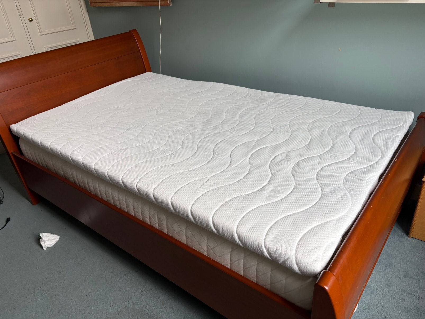 Auping elektrisch verstelbaar bed 120x200  + 2 nachtkastjes, Ophalen, Bruin, Twijfelaar, 120 cm