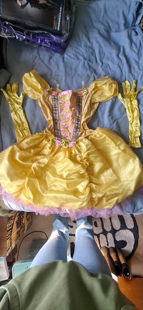 Prinsessenjurk - Belle en het beest, Ophalen of Verzenden, Zo goed als nieuw, Pak of Jurk