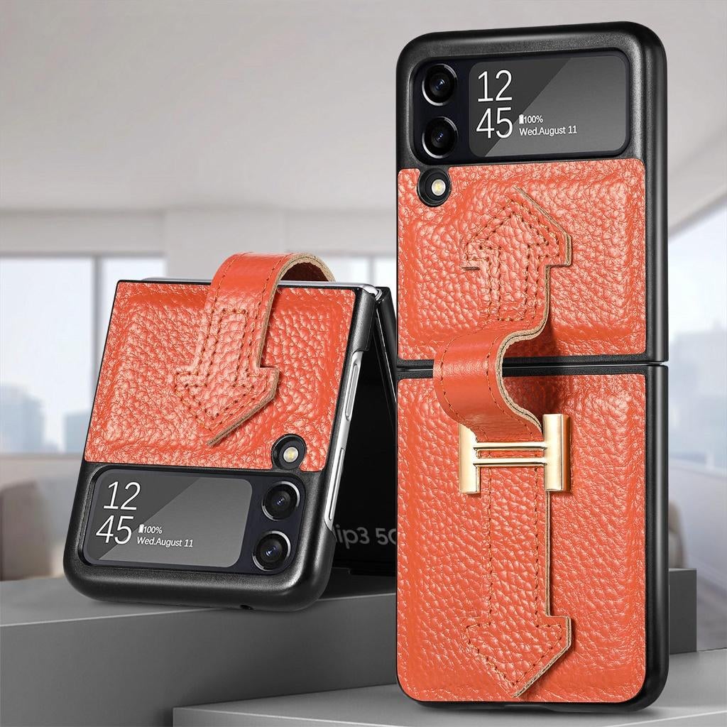 Echt Leren Hoesje voor Samsung Galaxy Z Flip 3 _ Oranje, Telecommunicatie, Mobiele telefoons | Hoesjes en Frontjes | HTC, Nieuw