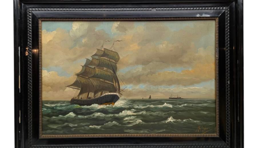Jan Rijlaarsdam - Scheepsportret, Antiek en Kunst, Ophalen of Verzenden