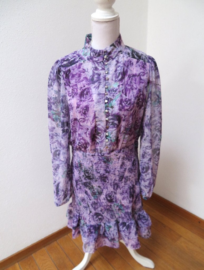 V34 NIKKIE aparte voile jurk lila paars maat 38, Kleding | Dames, Maat 38/40 (M), Paars, Nieuw, Ophalen of Verzenden