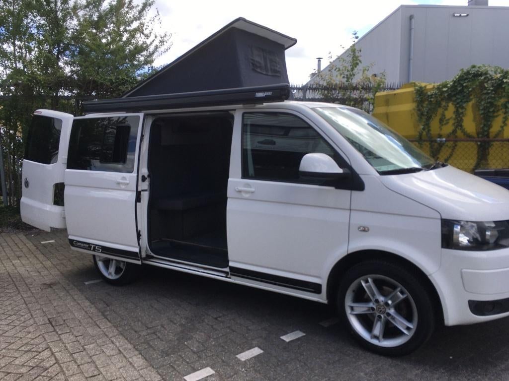 VW T5 buscamper met hefdak, Euro 5, 4 cilinders, Wit, Origineel Nederlands