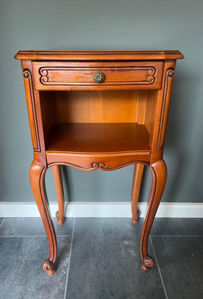 Frans Louis XV stijl nachtkastje / bijzettafel – vintage, Huis en Inrichting, Ophalen, Gebruikt, Rechthoekig, Minder dan 55 cm