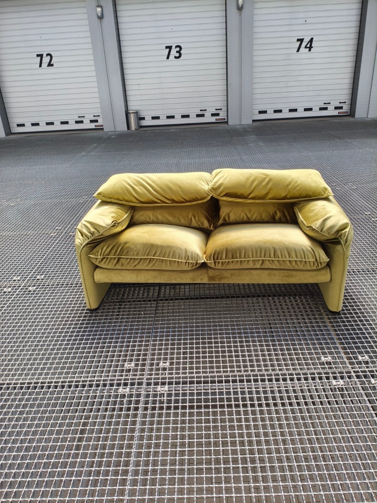 Cassina Maralunga 2-zitsbank - Groen Fluweel, Huis en Inrichting, 150 tot 200 cm, Tweepersoons, 75 tot 100 cm, Ophalen of Verzenden