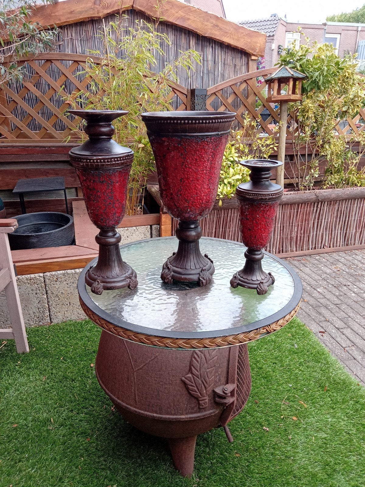 vaas en kandelaars, Tuin en Terras, Tuinvazen, Ophalen of Verzenden