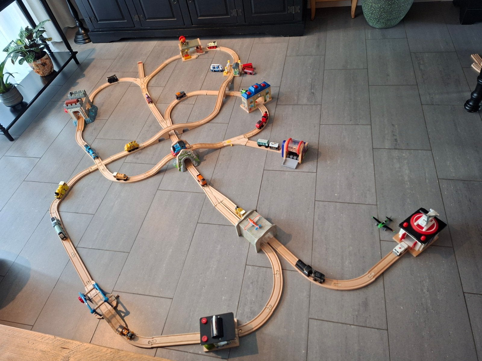 Thomas de trein houten rails en huisjes, Ophalen, Gebruikt