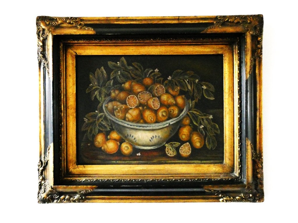 Schilderij Biggs & Sons stilleven citroenen René Tempur, Doek, Stilleven, Ophalen of Verzenden, Olieverf