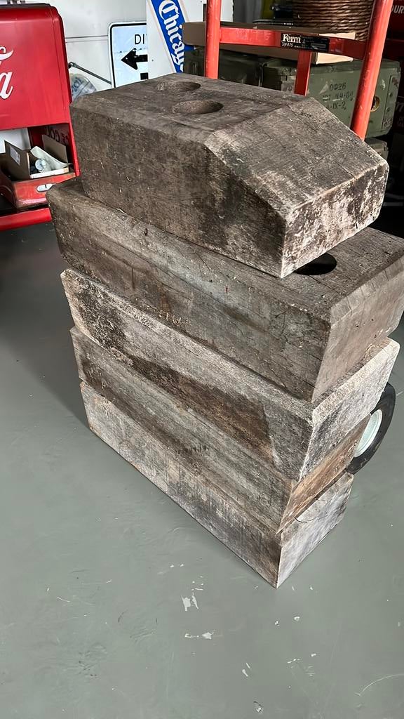 Dukdalven, houten blokken met gaten, Doe-het-zelf en Verbouw, Hout en Planken, Gebruikt, Overige typen, Ophalen of Verzenden, 50 mm of meer