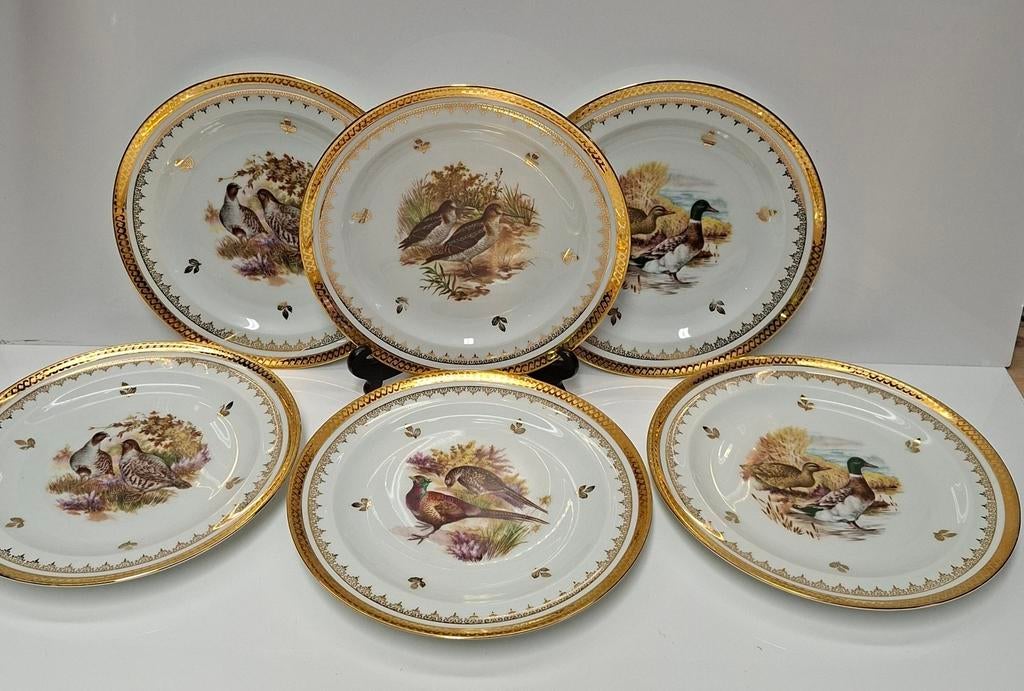 6 JRS Limoges authentieke France vintage borden, wilddecor, Ophalen of Verzenden
