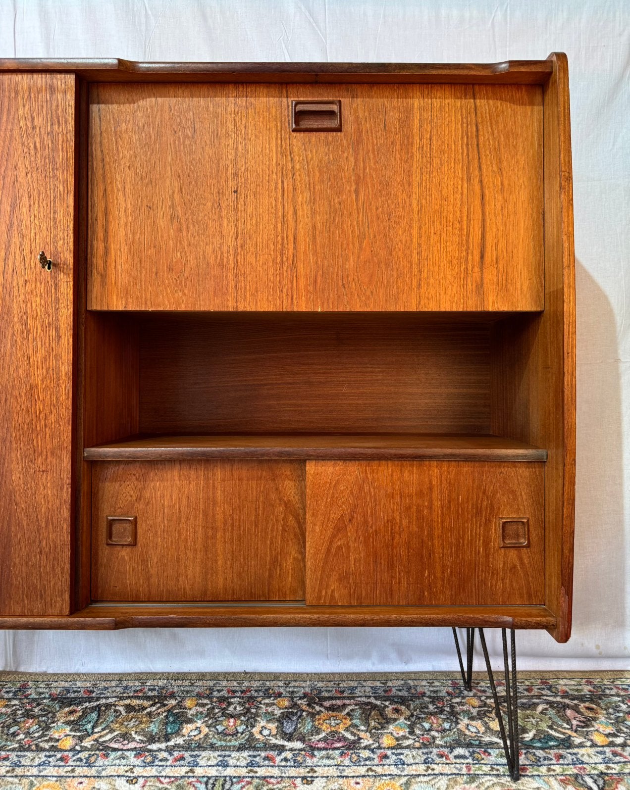 Vintage Teak Wandmeubel Retro Kast / Dressoir, Ophalen, Gebruikt