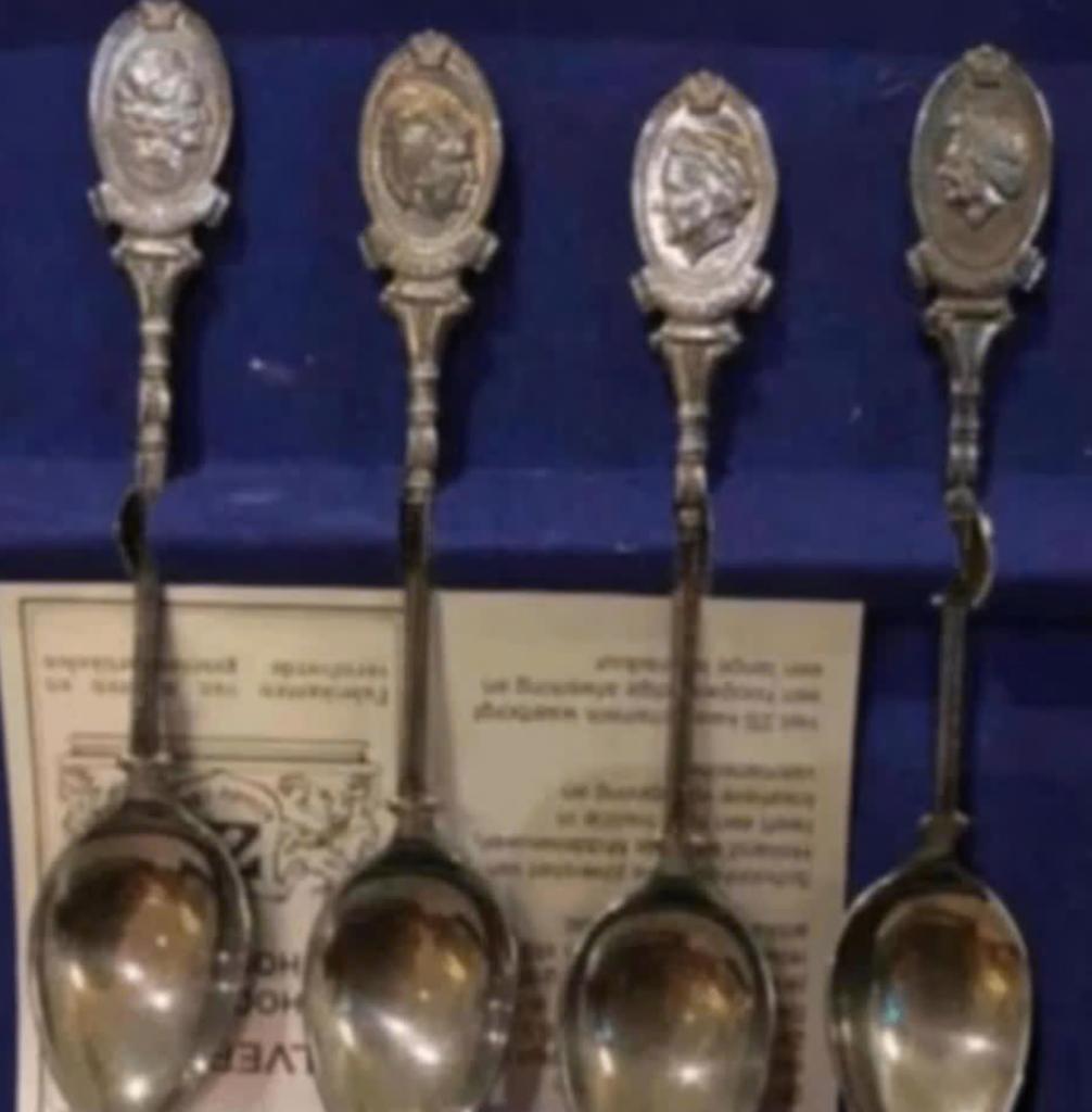 4 lepeltjes Koningshuis Oranje van Zilverstad Schoonhoven, Ophalen of Verzenden, Zo goed als nieuw, Nederland, Speld(je) of Lepel(tje)