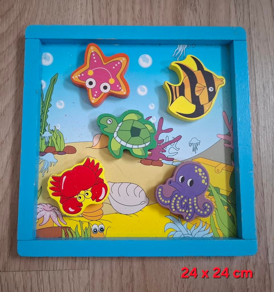Houten speelset onderwaterdieren, Kinderen en Baby's, Speelgoed | Houten speelgoed, Ophalen of Verzenden, Gebruikt, Overige typen