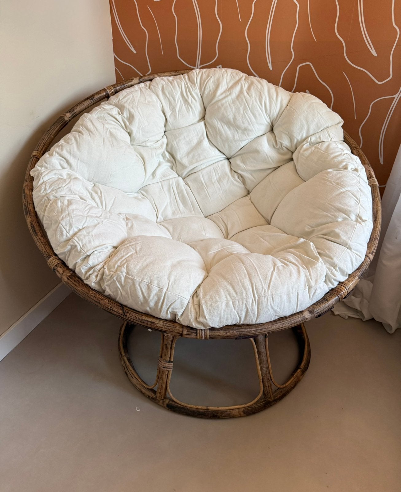 Loungestoel Papasan rotan, Ophalen, Zo goed als nieuw, 75 tot 100 cm