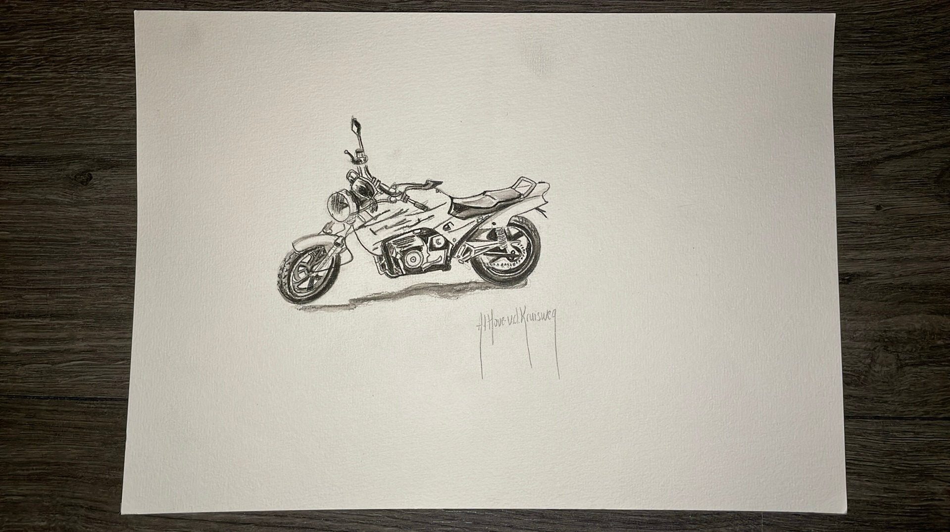 Aquarel tekening motor, Ophalen of Verzenden, Aquarel
