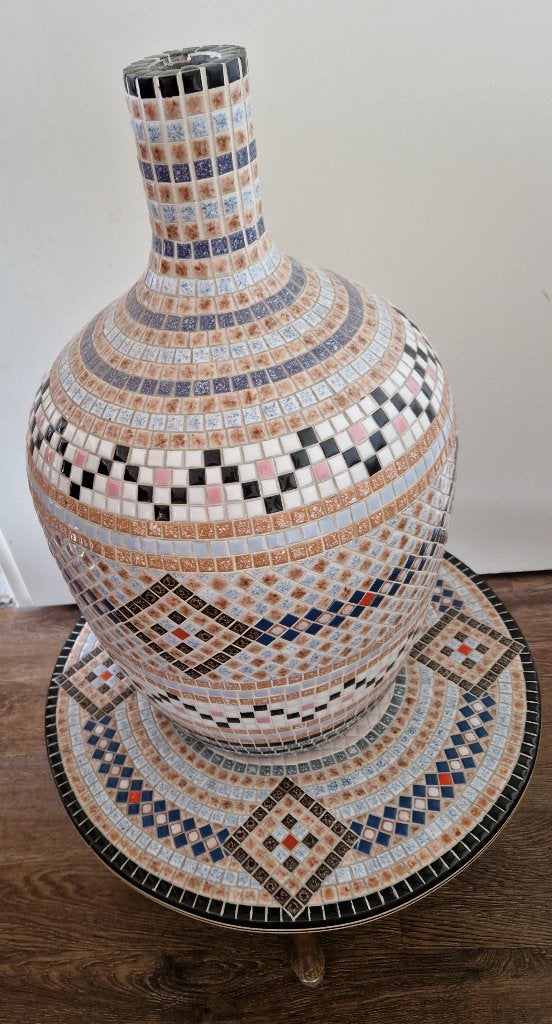 Unieke Vintage Mozaïekvaas & Matchend Tafeltje (Jaren 50/60), Ophalen of Verzenden