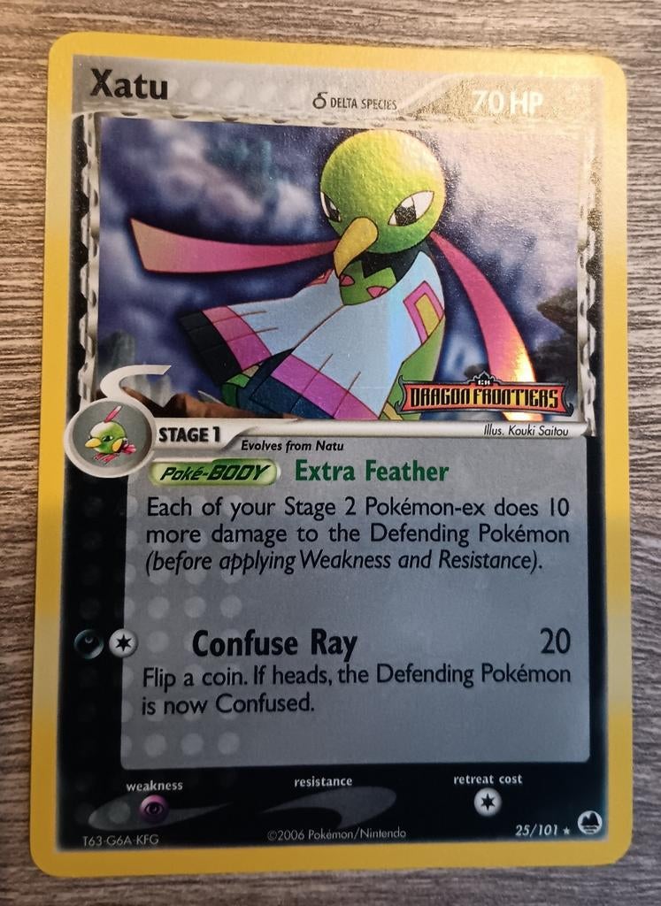 Xatu Delta Species reverse holo stamped EX Dragon Frontiers, Ophalen of Verzenden, Zo goed als nieuw