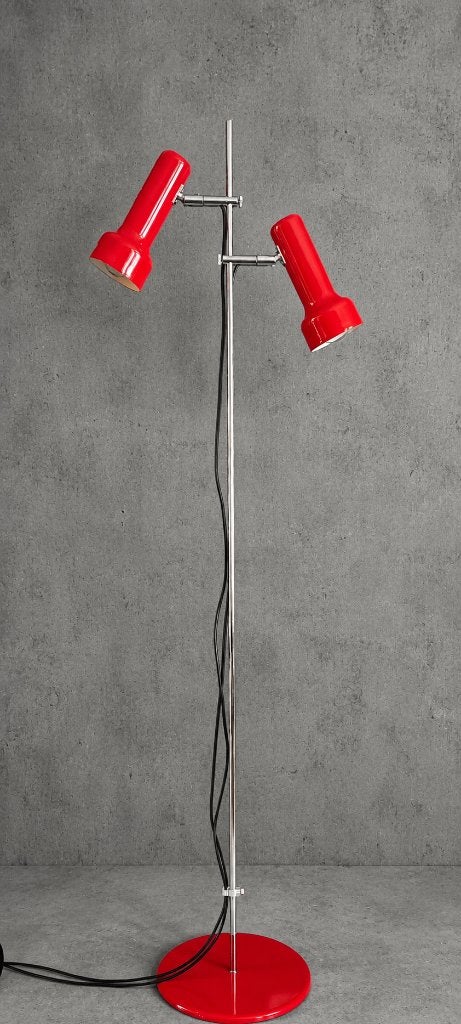 Vintage vloerlamp - Gepo 300 | 2 spots | rood - Jaren 70, -, -, Zo goed als nieuw, Vintage design space age mid century retro