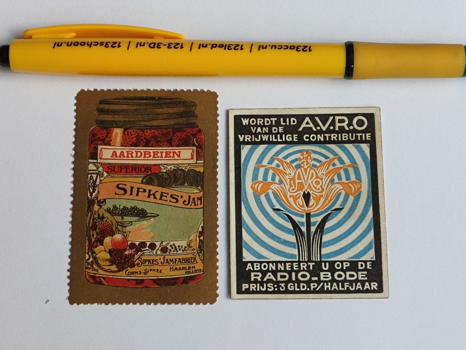 SLUITZEGELS AVRO / SIPKES JAM HAARLEM, Ophalen of Verzenden, Gebruikt
