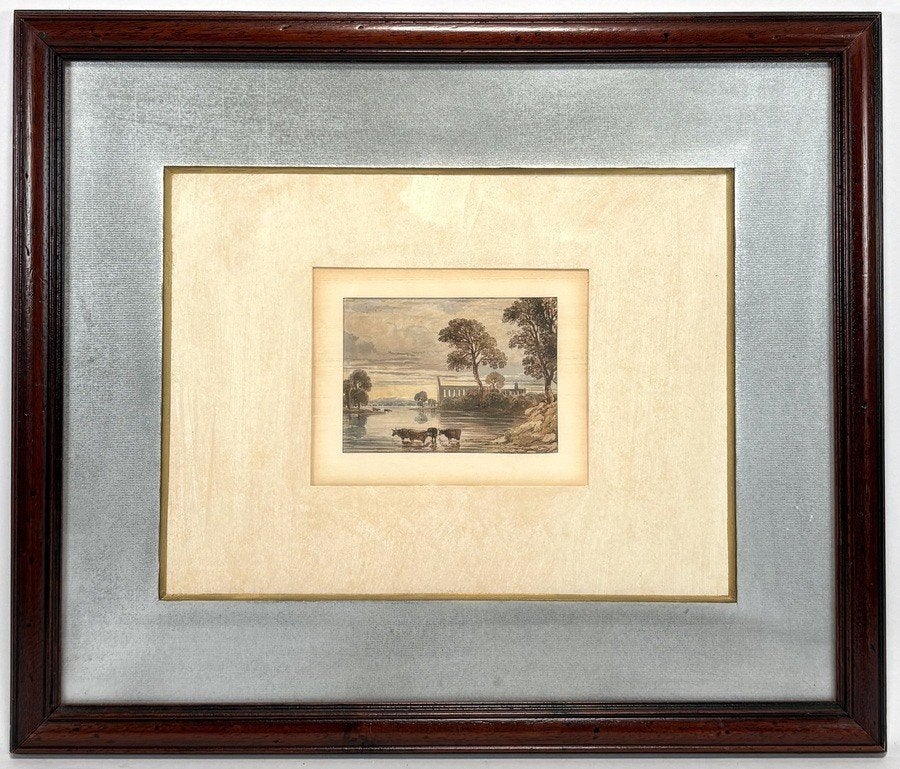 1069. Schilderij – Bolton Abbey Yorkshire, 19e eeuw, Achter glas, Ophalen of Verzenden, Landschap, Aquarel