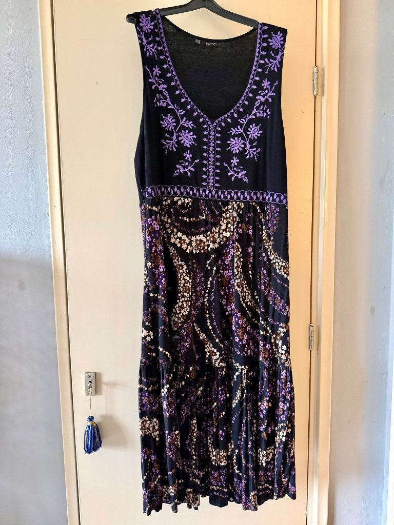 Lange Zomer ‘hippie’ jurk, Paars, Maat 46/48 (XL) of groter, Ophalen of Verzenden, Onder de knie