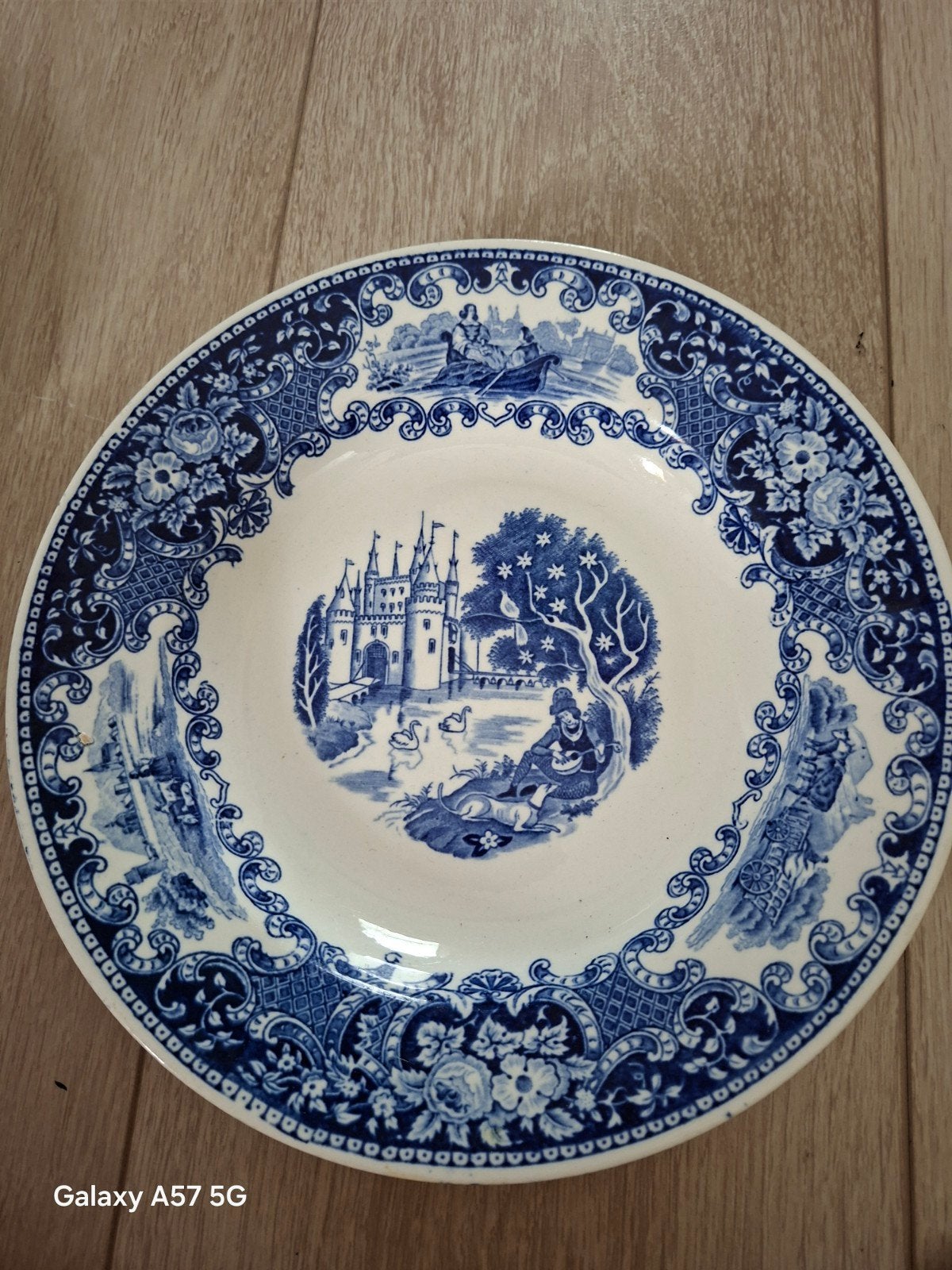 Antiek blauw bord met kasteelmotief - Richmond, Ophalen of Verzenden