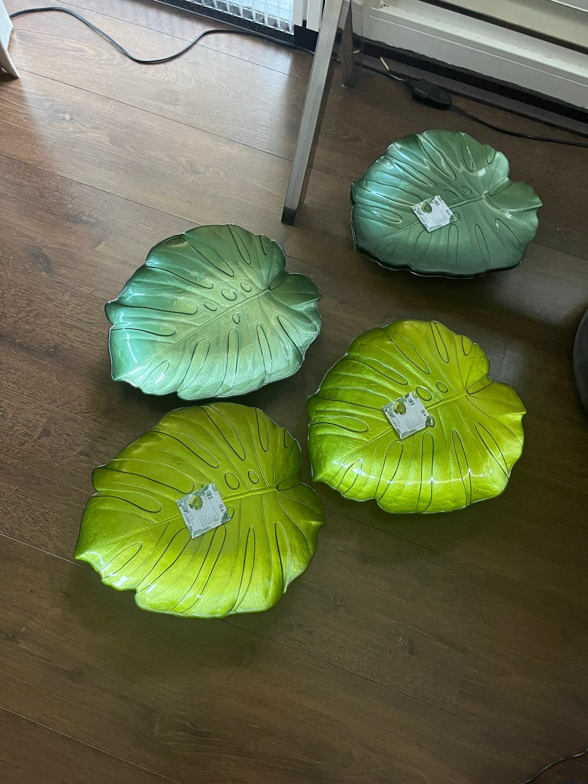 5 Bladvormige Dinerborden/Serveerschalen - Groen, Ophalen, Schaal, Nieuw, Glas