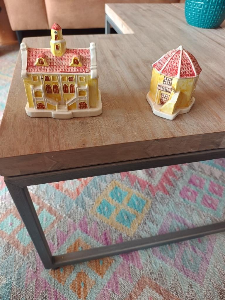 Curaçao's geel, keramiek, miniatuurhuisjes, Ophalen of Verzenden