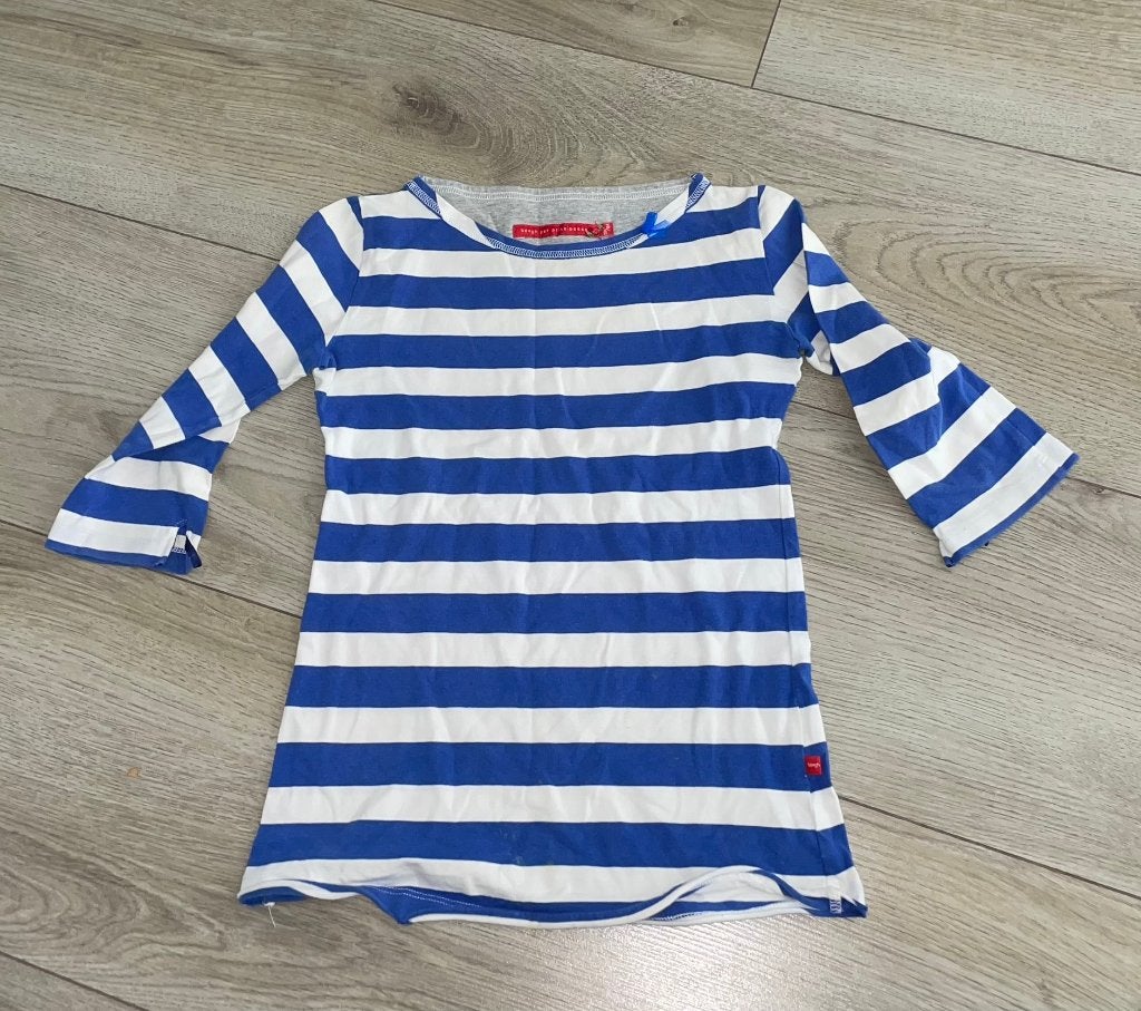Bengh 158 164 blauw wit shirt 3/4 mouwen, Gebruikt, Meisje, Ophalen of Verzenden, Shirt of Longsleeve