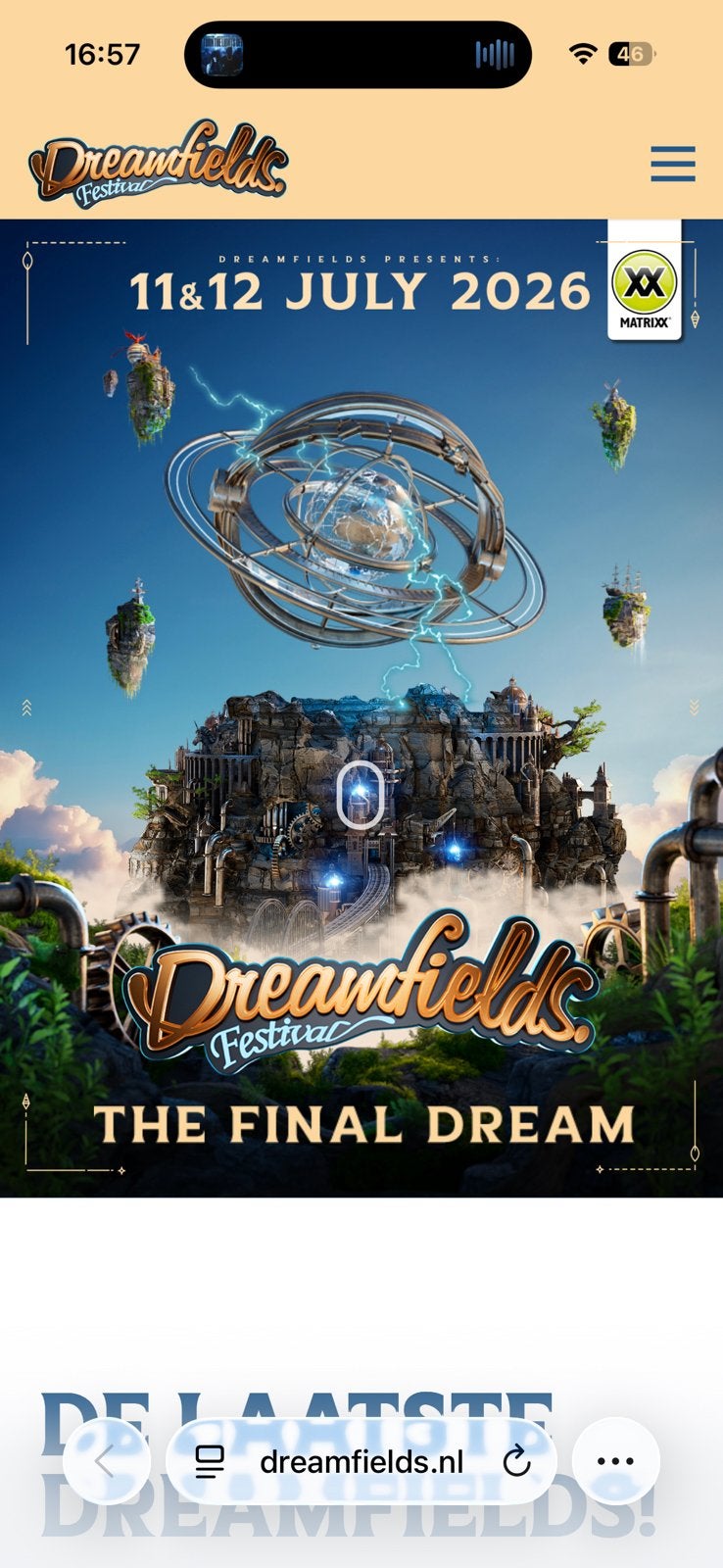 2 dreamfields tickets met pendelbus