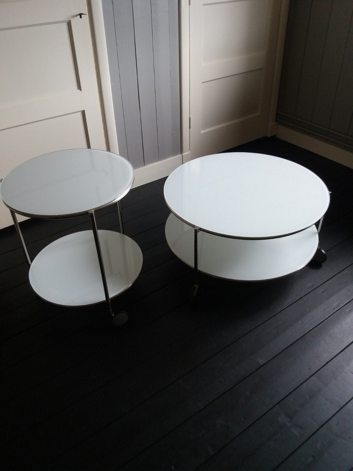 bijzettafel, serveertafel, Minder dan 55 cm, Gebruikt, Rond, Glas