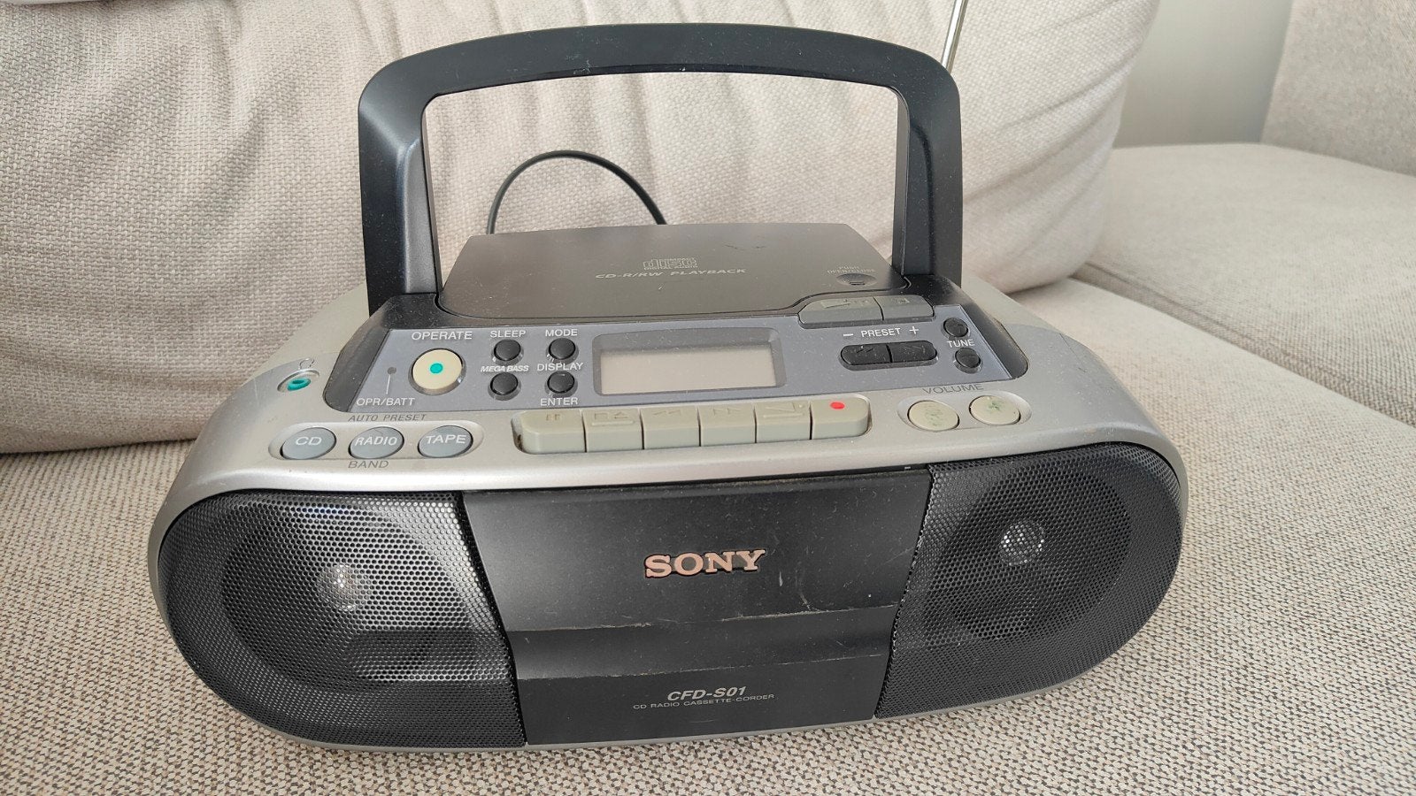 Sony CFD-S01 Draagbare CD/Cassette/Radio Boombox, Ophalen, Gebruikt, Cd-speler, Sony