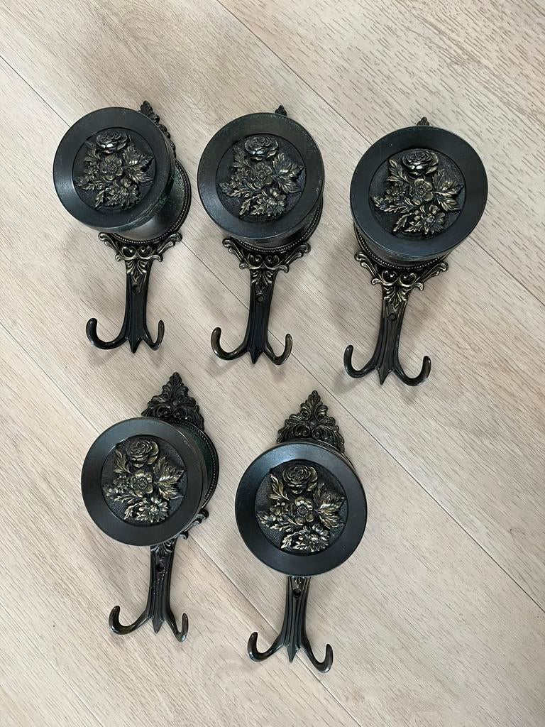 Antieken Italiaanse kapstokhaken set van 5, Ophalen of Verzenden, Zo goed als nieuw, Wandhaken, Minder dan 100 cm