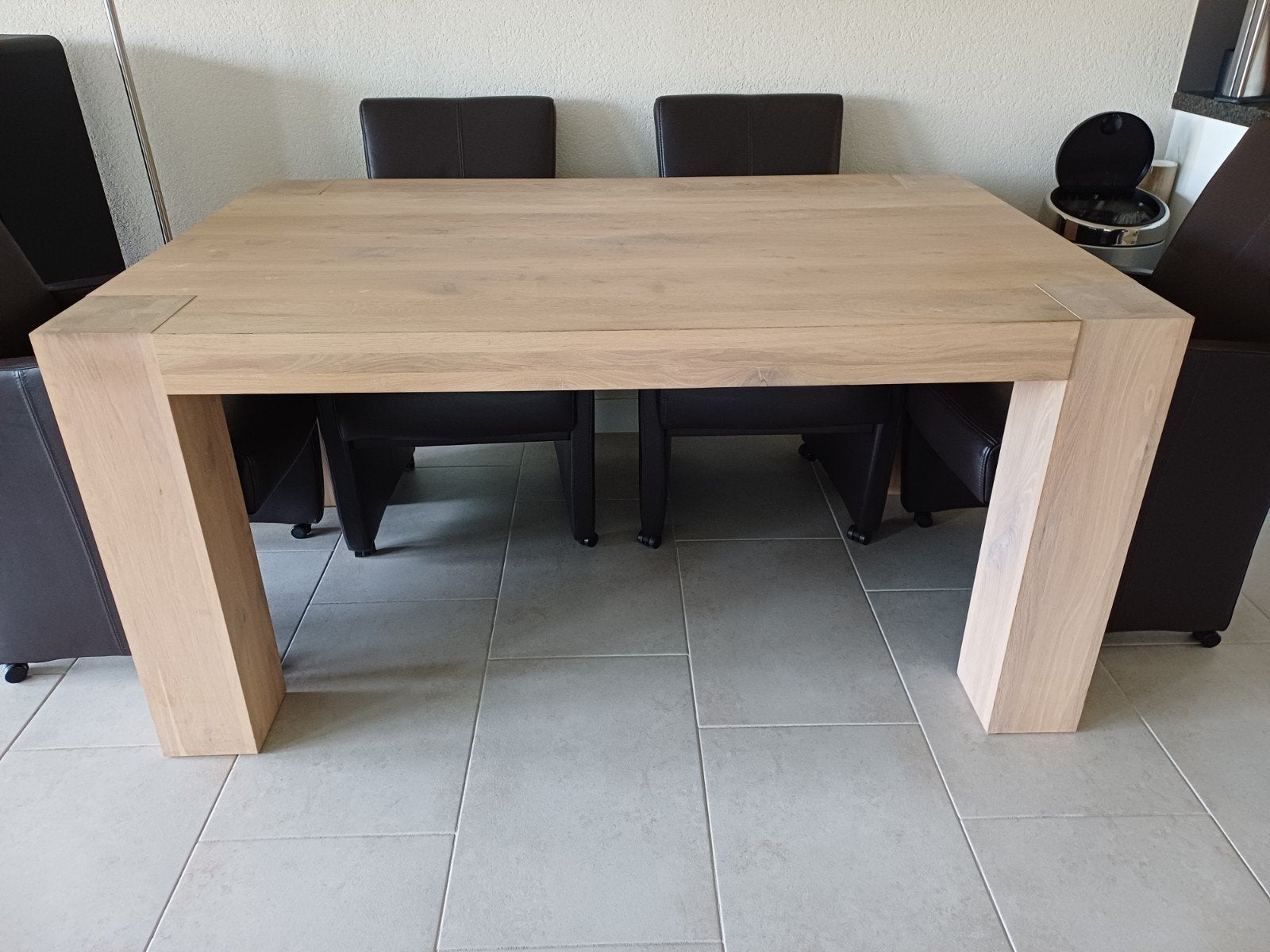 Eiken eettafel met 6 stoelen 160x100x78, Ophalen