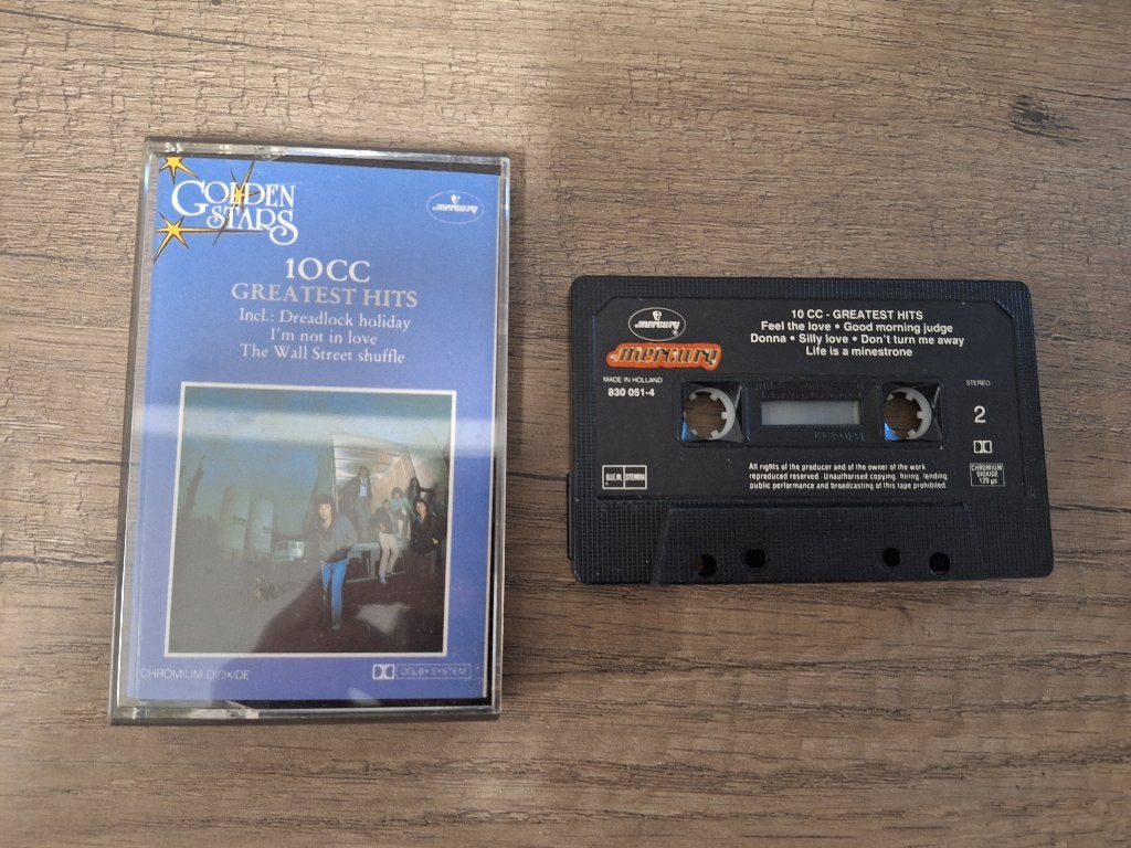 Vintage originele muziek cassette 10CC Greatest hits 1990, Ophalen of Verzenden, Gebruikt, Pop, 1 bandje