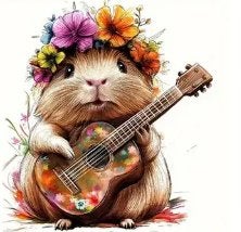 strijkapplicatie  schattige Cavia met gitaar, Verzenden, Nieuw