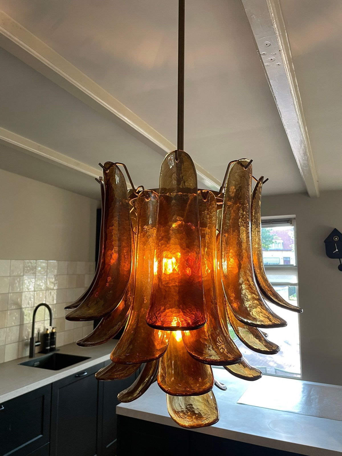 Colmore Chandelier Santiago Ø45x44cm Antiek Goud, Huis en Inrichting, Lampen | Hanglampen, Ophalen, Nieuw, Glas
