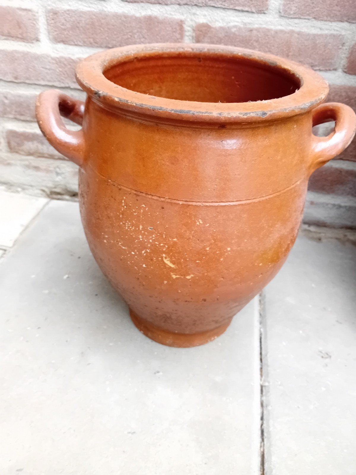 Vintage terracotta pot met handvatten, Antiek en Kunst, Ophalen