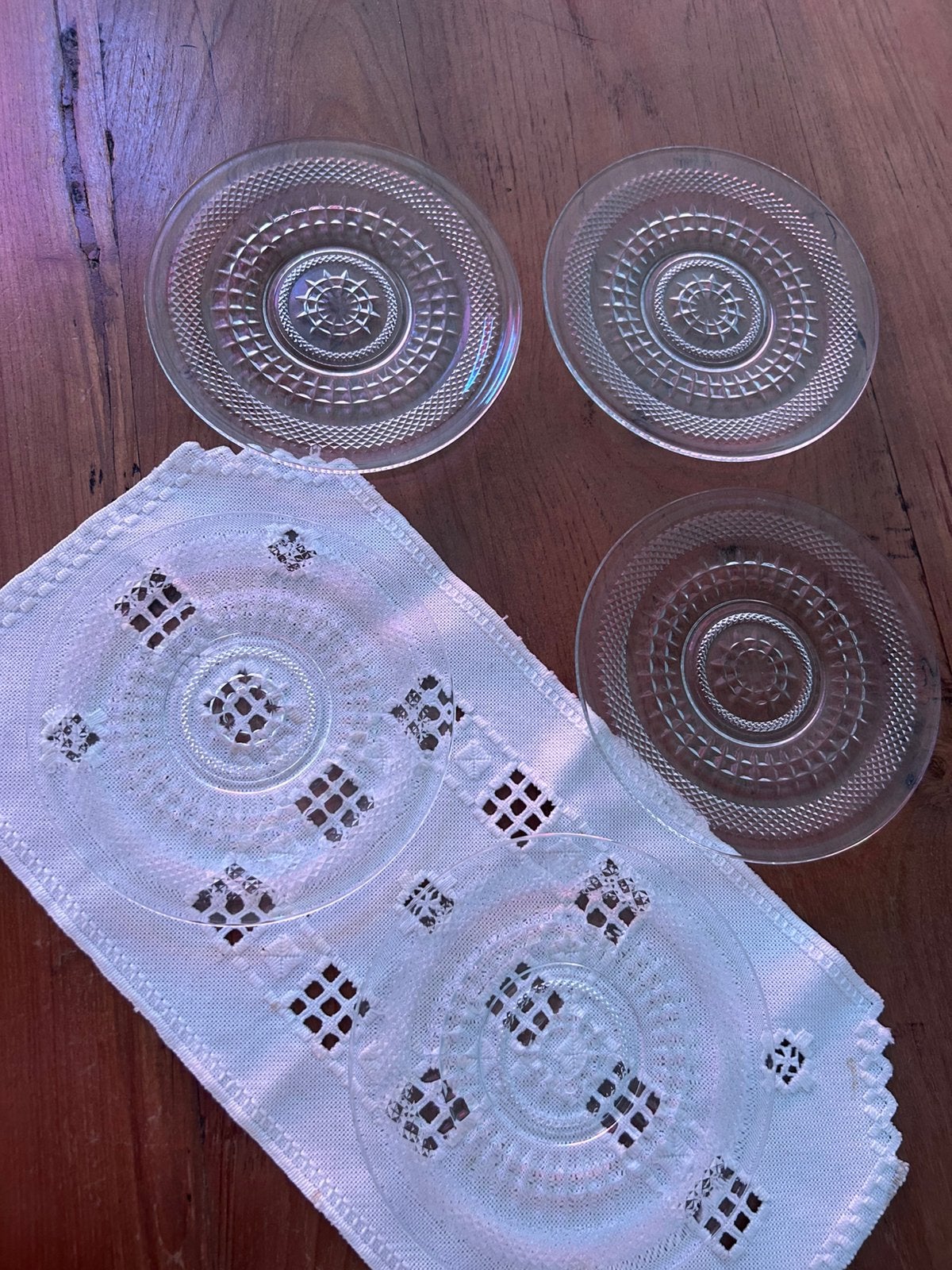 5 glazen gebaksbordjes, Huis en Inrichting, Keuken | Servies, Ophalen of Verzenden, Bord(en), Overige stijlen, Glas