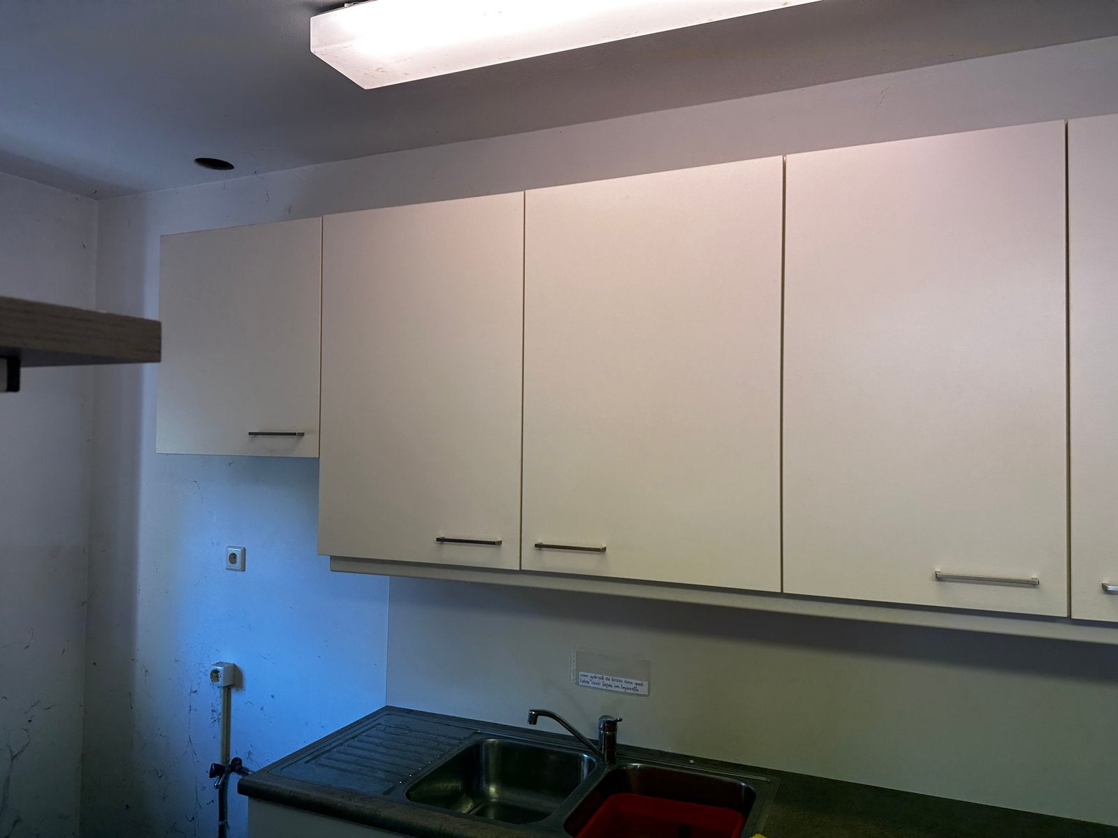 Keukenblok 325 cm met lades en bovenkasten, Ophalen, Gebruikt, Wit, Enkelwandige keuken