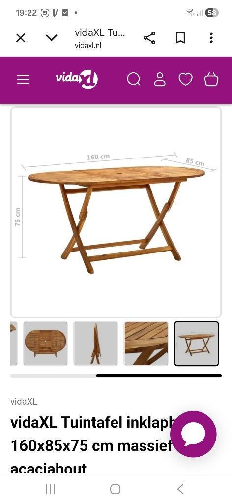 Tuintafel, ovaal, acaciahout, 160x85x75, Tuin en Terras, Tuinmeubel-accessoires, Ophalen, Nieuw