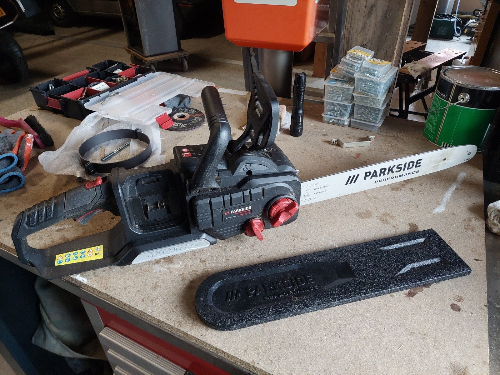defecte parkside 40v accu kettingzaag, Doe-het-zelf en Verbouw, Gereedschap | Zaagmachines, Gebruikt, Kettingzaag, Ophalen of Verzenden