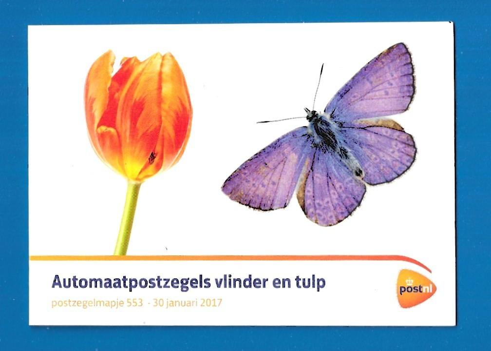 Postzegelmapje 553 - Automaatpostzegels vlinder en tulp 2017, Postzegels en Munten, Postzegels | Nederland, Verzenden, Na 1940