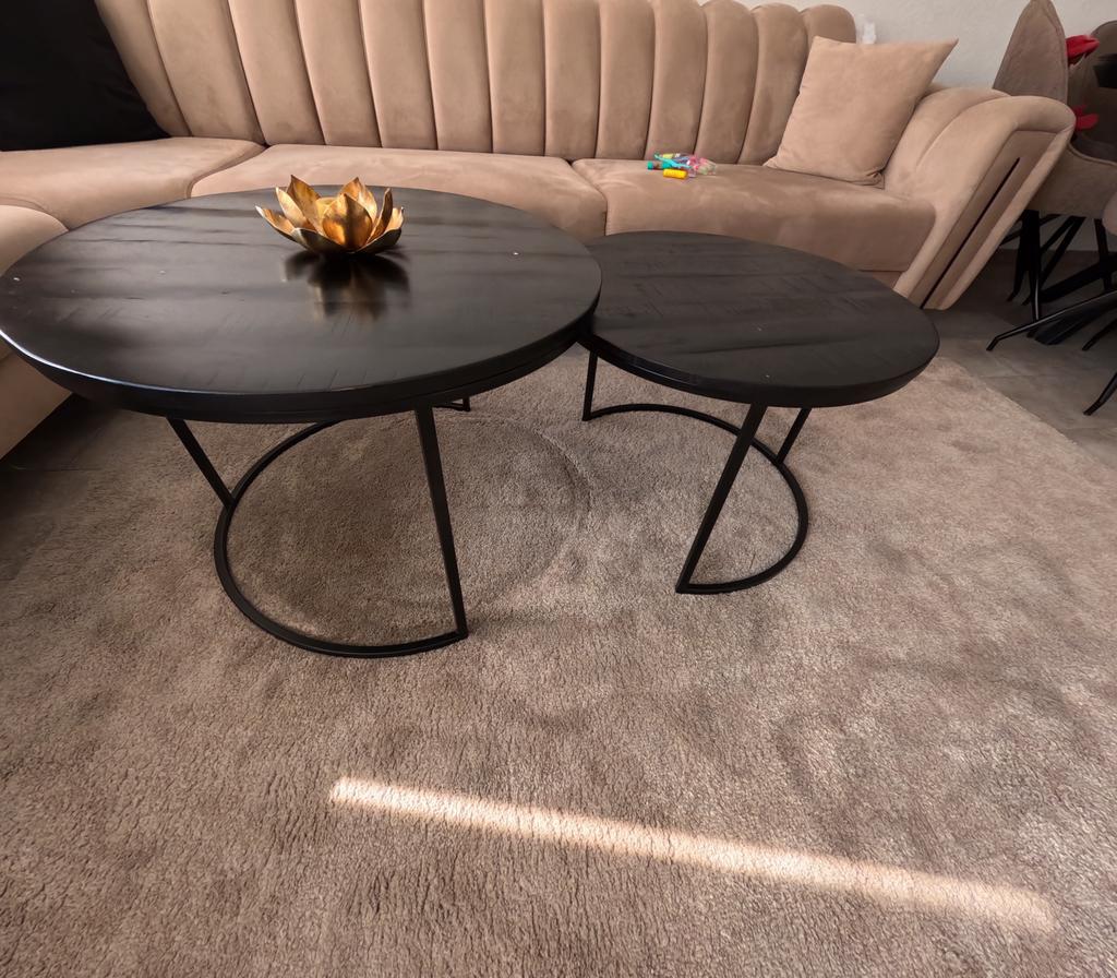 Set van 2 ronde salontafels - opknapper, Gebruikt, 50 tot 100 cm, Rond, 50 tot 100 cm