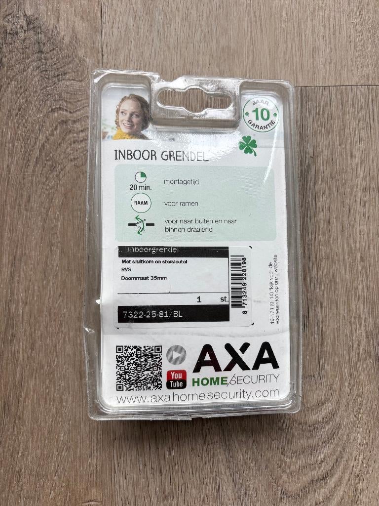 AXA Inboorgrendel Raam – RVS – 35mm, Ophalen of Verzenden, Nieuw, Rvs, Slot