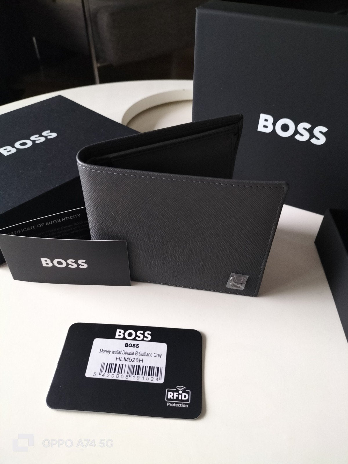 BOSS Portemonnee - Grijs Saffiano Leer kwaliteit, Ophalen of Verzenden