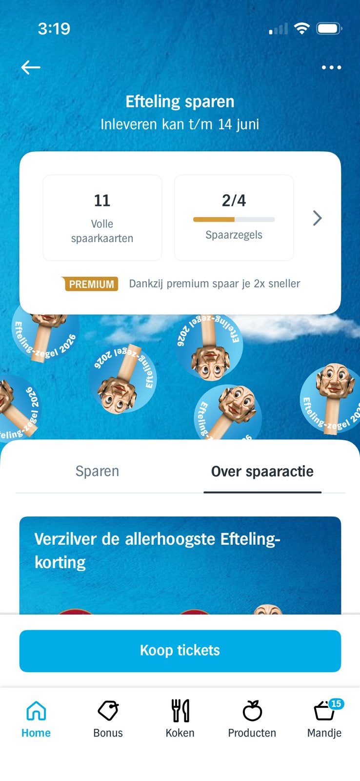 Spaarzegels Efteling Albert Heijn, Kortingsbon, Pretpark
