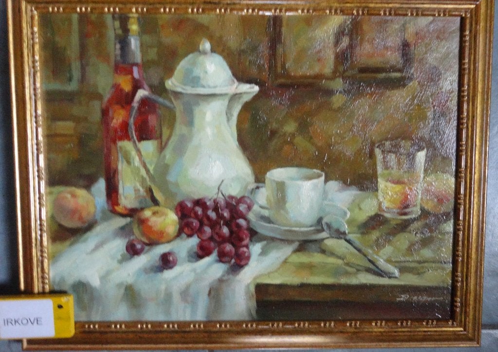 STILLEVEN DE KEUKENTAFEL * OLIEVERF OP LINNEN * In Lijst *, Antiek en Kunst, Kunst | Schilderijen | Klassiek, Doek, Stilleven