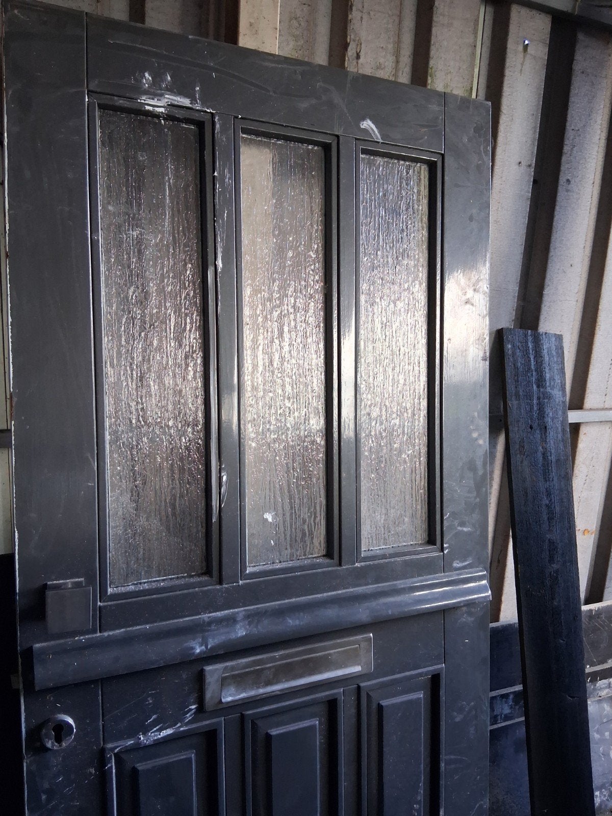 Massieve buitendeur met glas en brievenbus, Ophalen, Gebruikt, Glas, Buitendeur