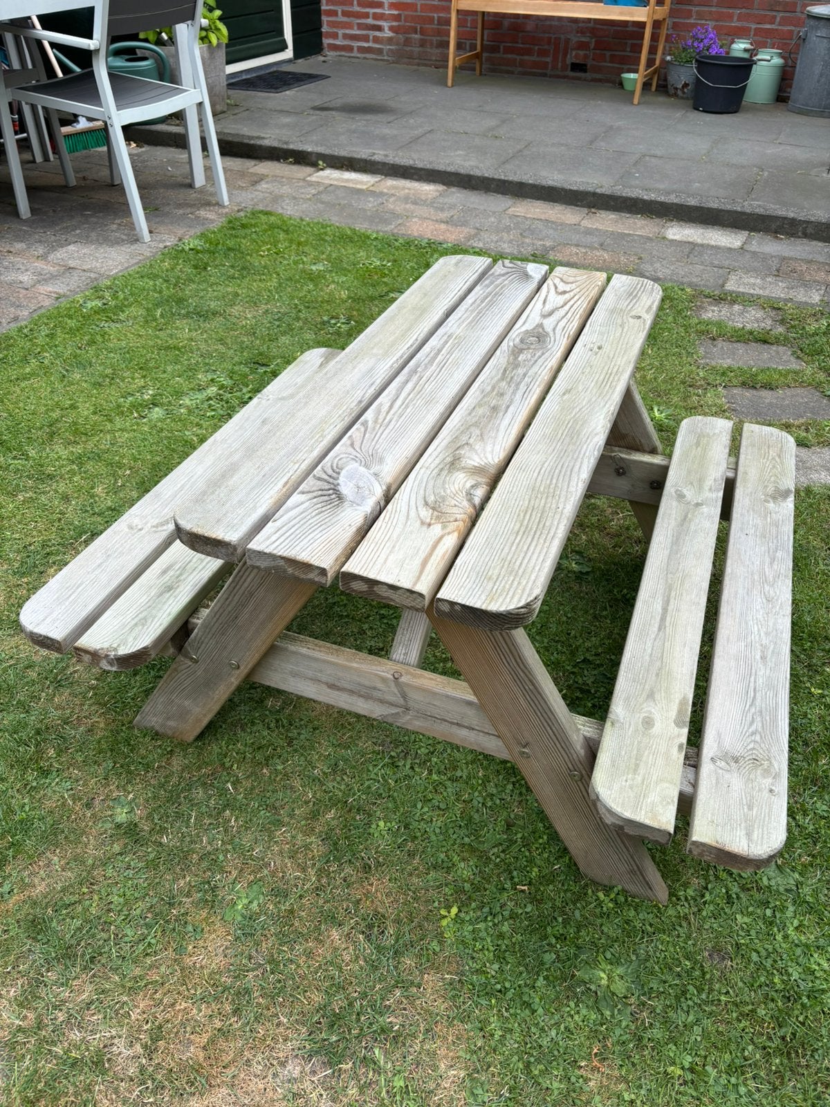 Houten kinder picknicktafel, Gebruikt, Rechthoekig, Hout, Ophalen